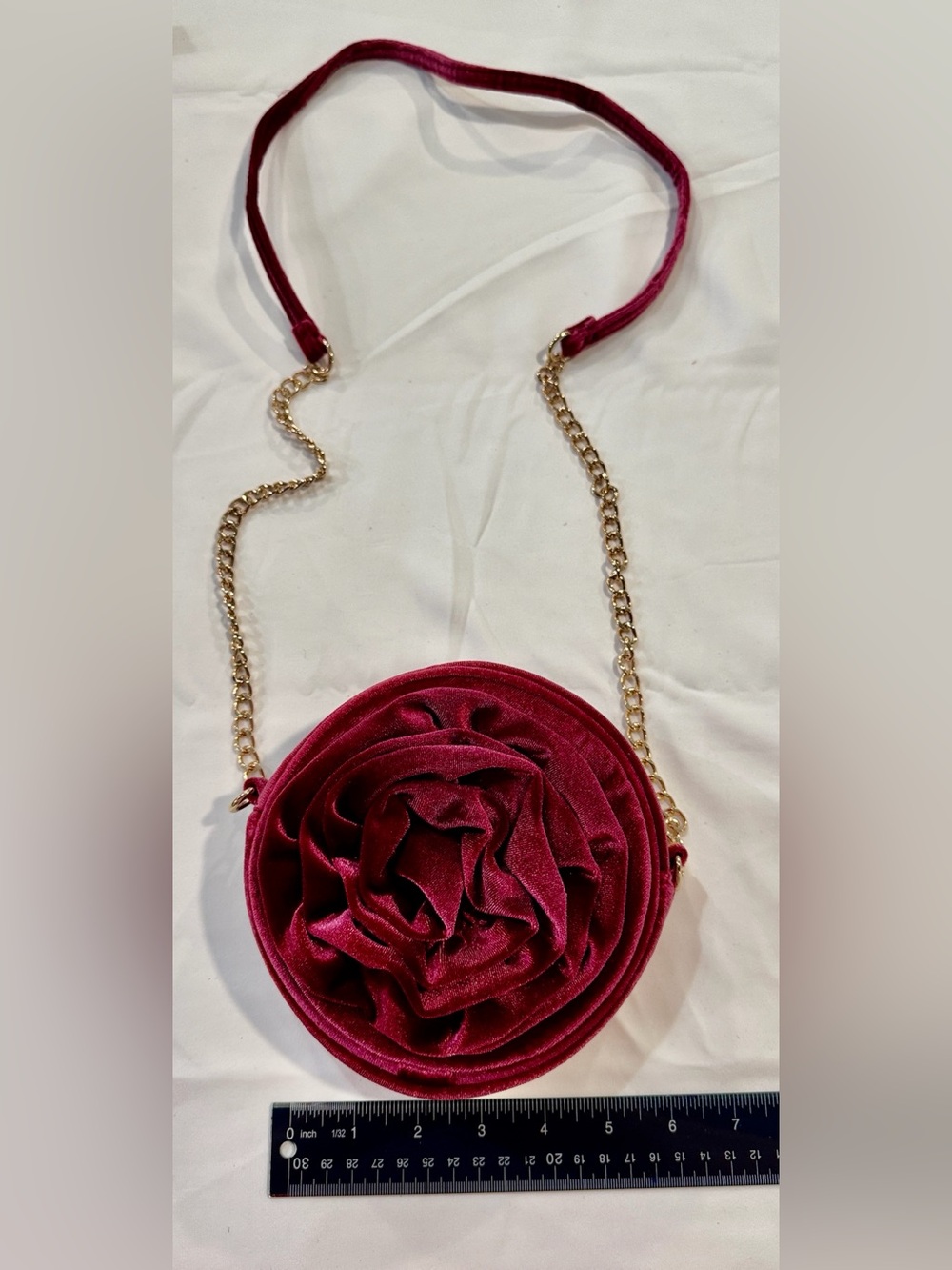 Cat & Jack Women’s Velvet Rose Crossbody Bag in Burgundy